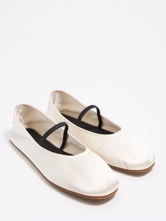 Bimba Y Lola Shoes - Bimba Y Lola White Satin Ballerina Flat